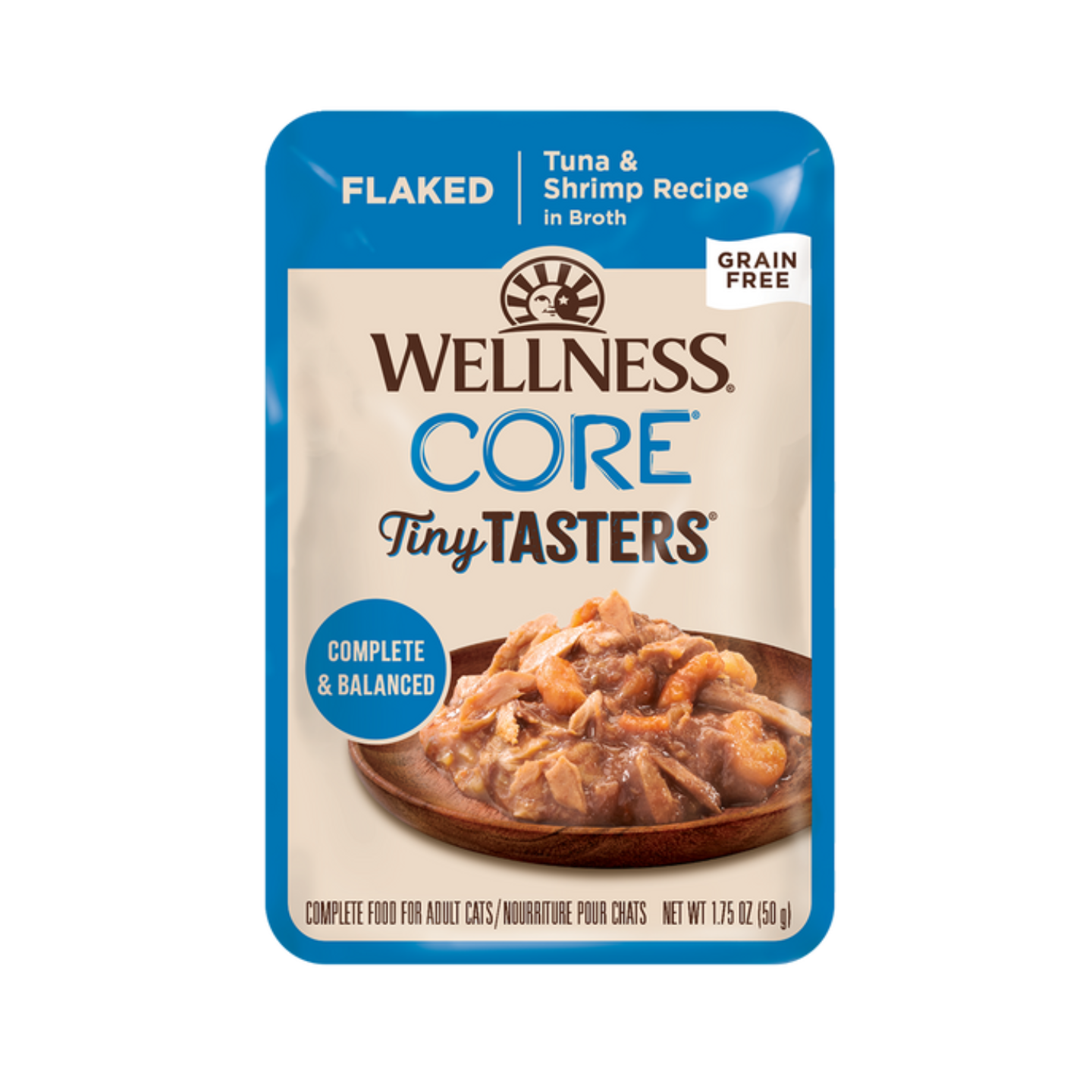 [12 Pouches] Wellness CORE Tiny Tasters Flaked Tuna & Shrimp (1.75oz)