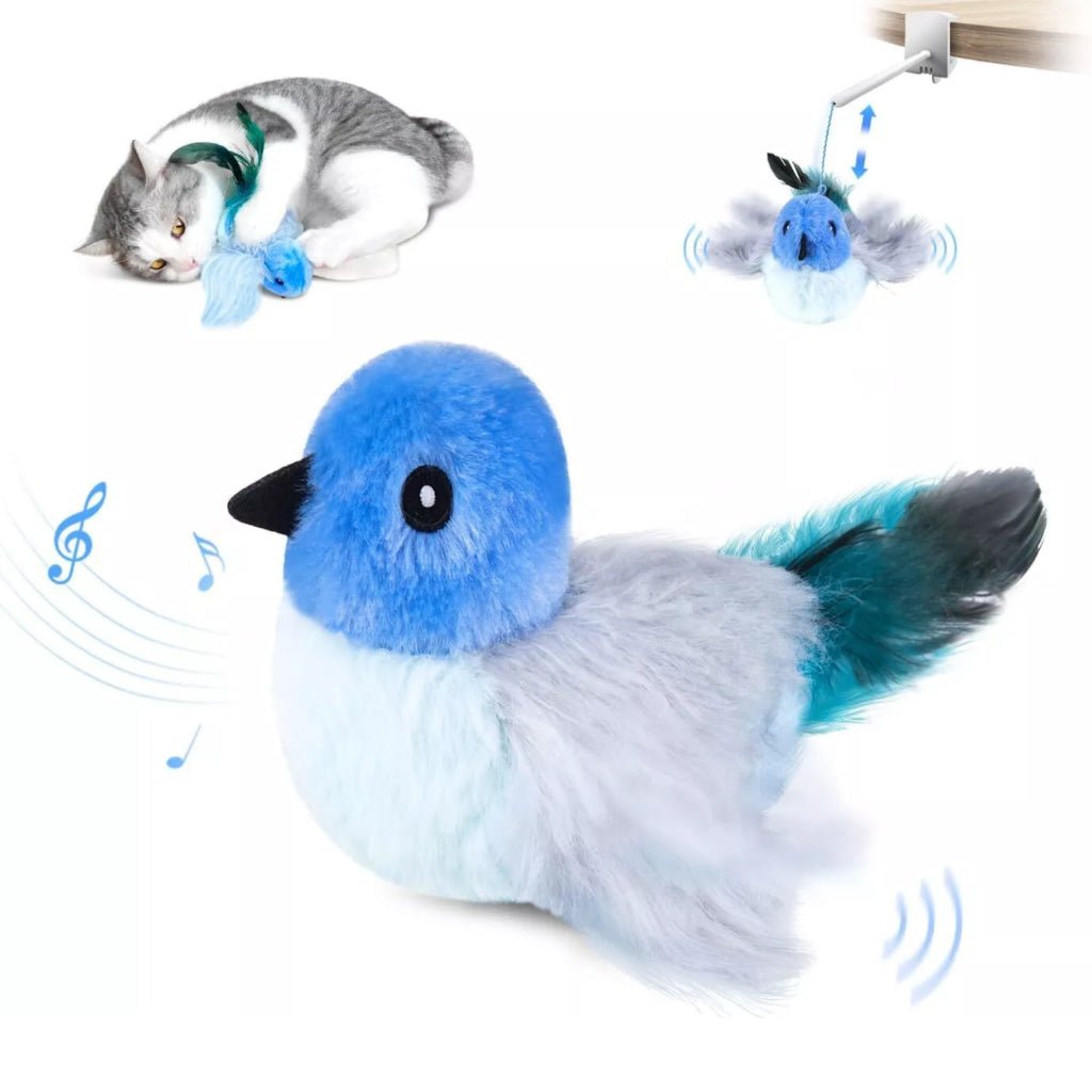 Magipaws touch-activated flapping and chirping Lantra bird toy with catnip