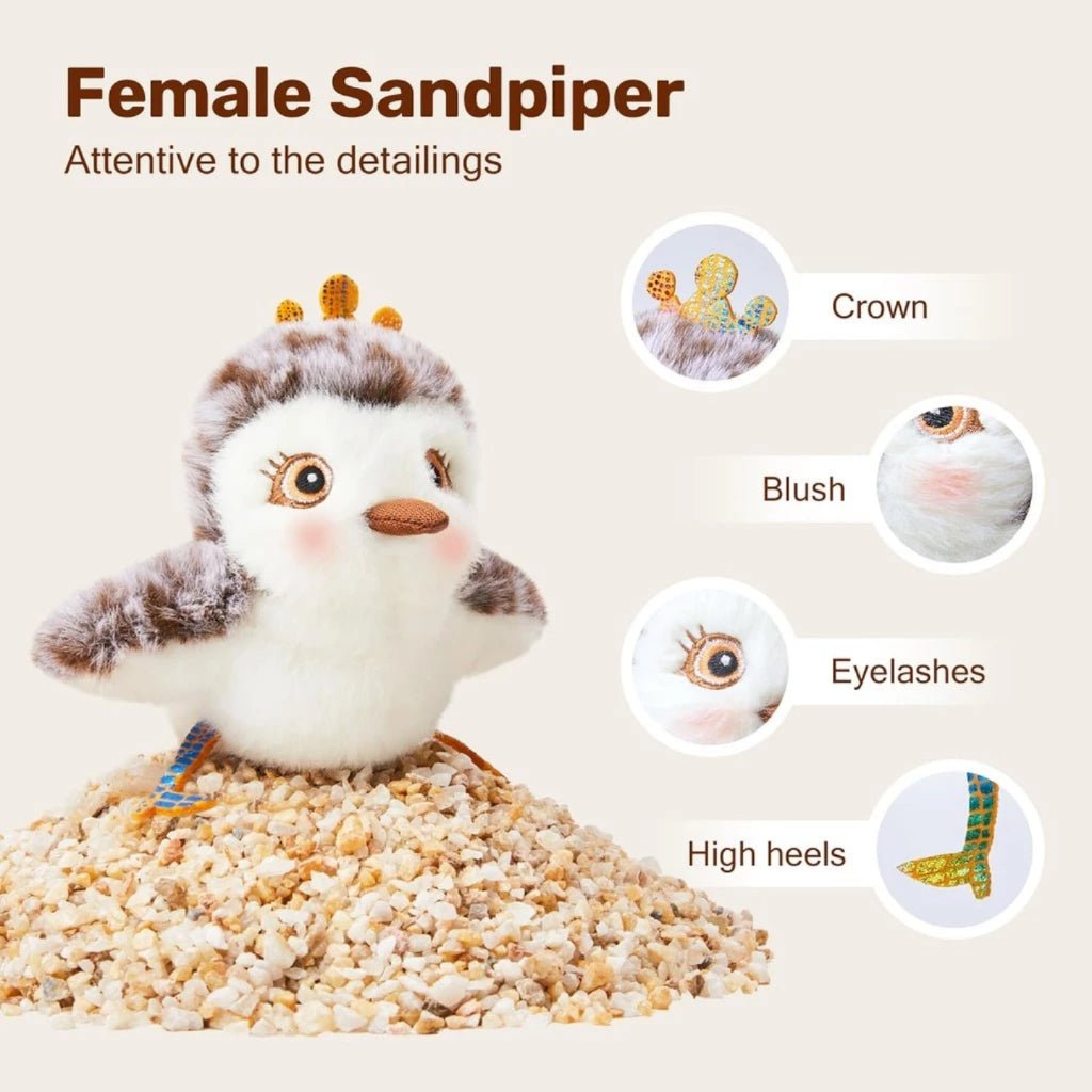Magipaws touch-activated, rechargeable flapping and chirping Female Sandpiper bird toy with catnip