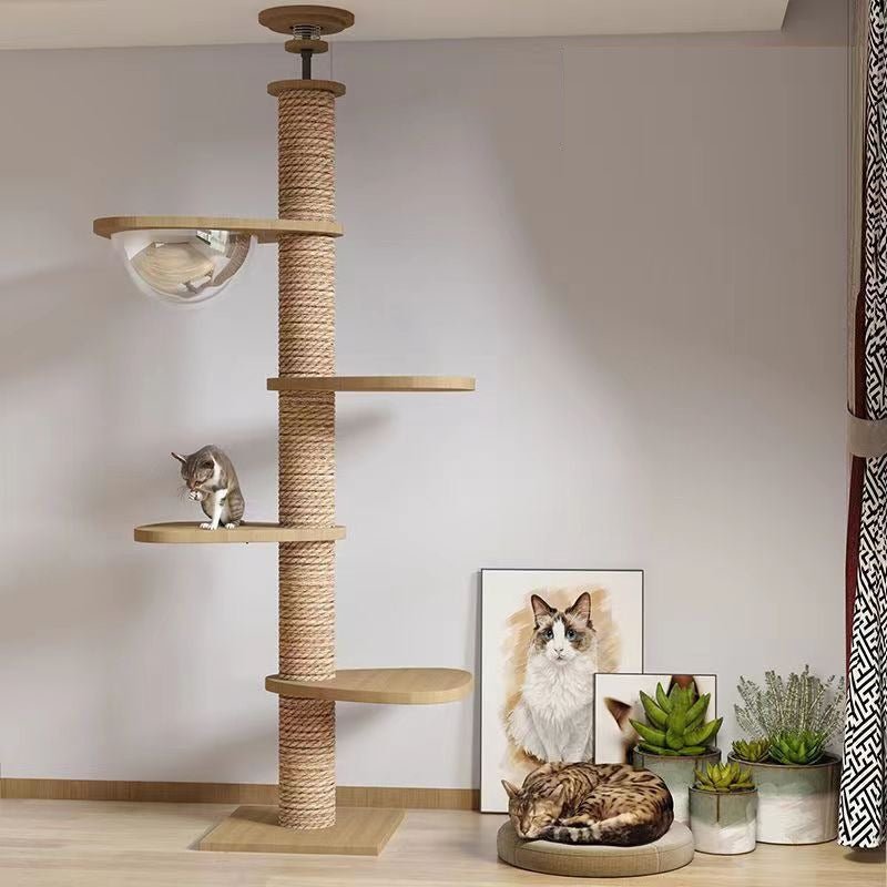 Solid Wood Ceiling Cat Condo B (250‑270 cm) w/ Space Capsule
