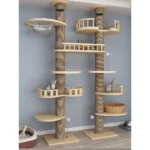 Double Column Luxury Solid Wood Ceiling Cat Condo With Space Capsule