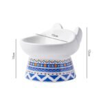 Fleur Bohemian Raised Ceramic Pet Bowl in blue pattern