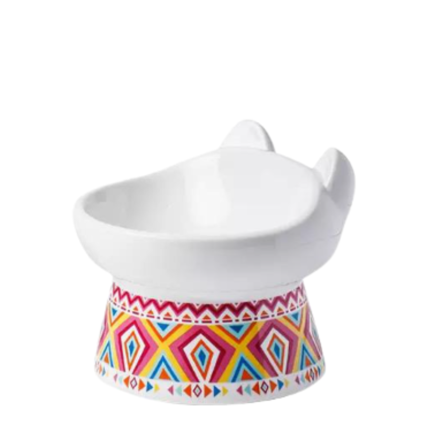 Fleur Bohemian Raised Ceramic Pet Bowl in red pattern Fleur Bohemian Raised Ceramic Pet Bowl in red pattern