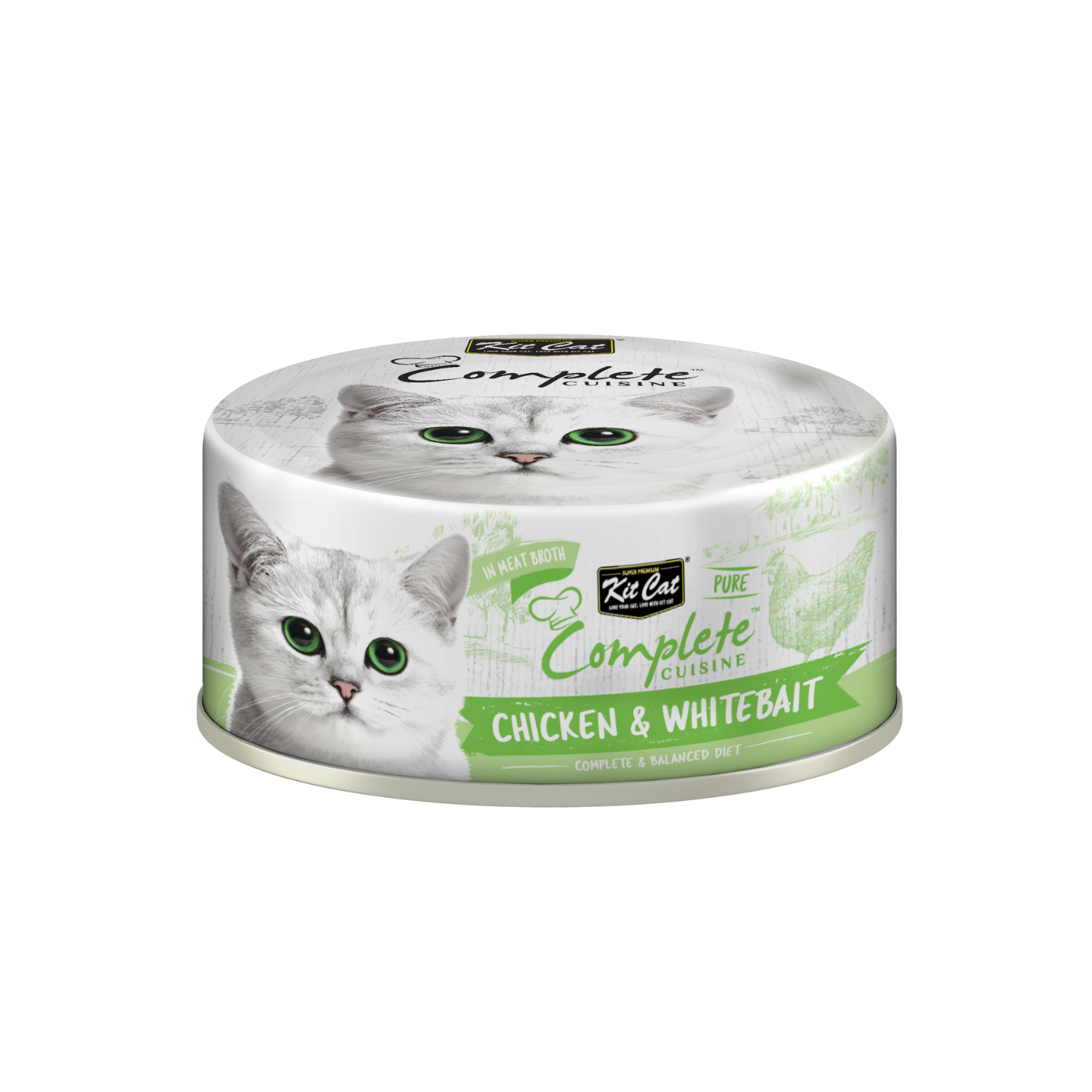 [24 Cans] Kit Cat Complete Cuisine Chicken & Whitebait (70g)