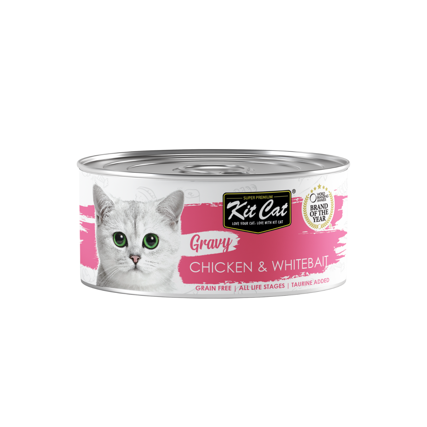 [24 Cans] Kit Cat Chicken & Whitebait in Gravy (70g)