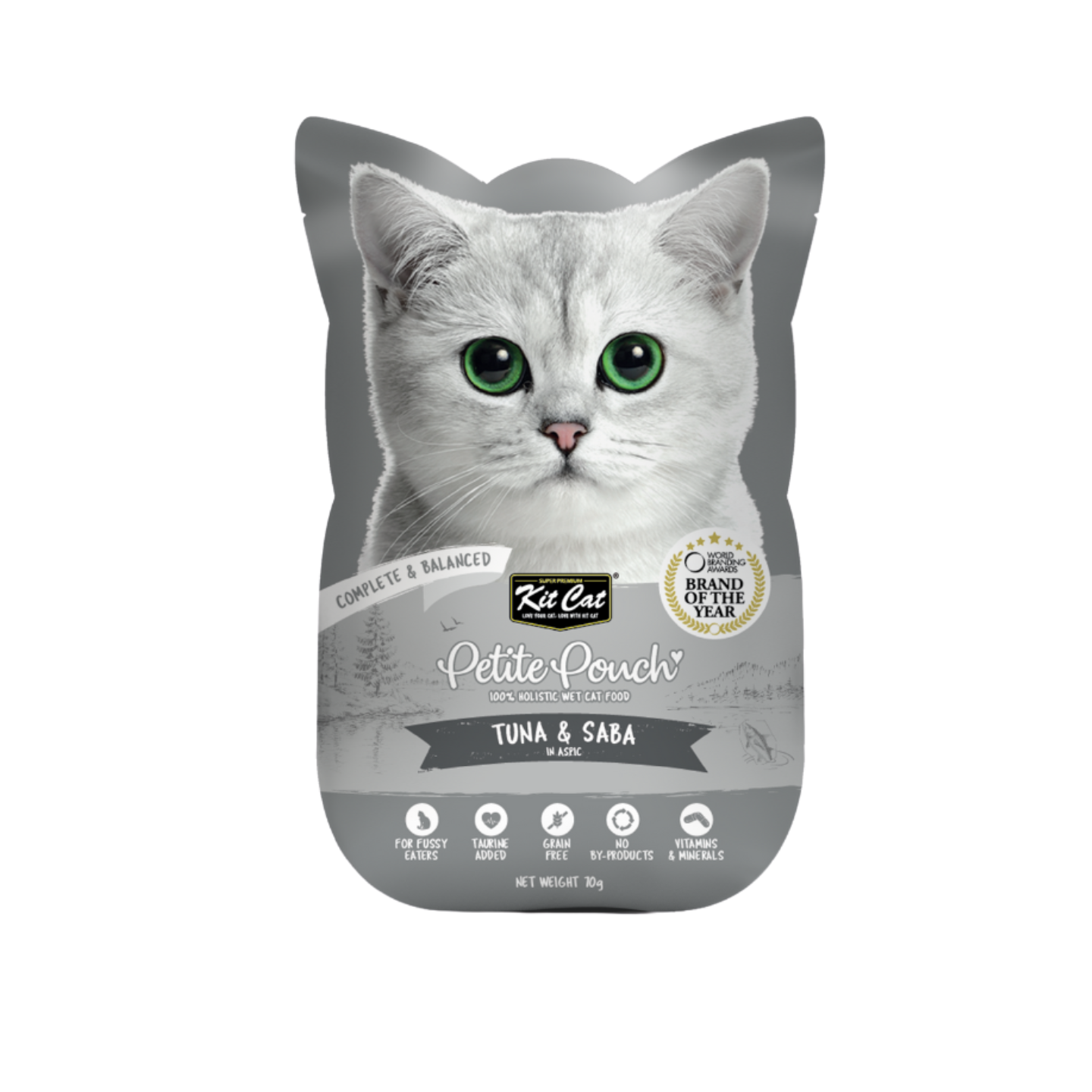 [24 Packs] Kit Cat Petite Pouch Tuna & Saba In Aspic 70g