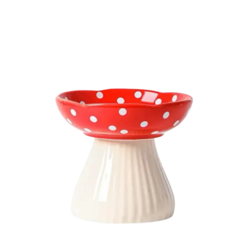 Colette elevated mushroom pet bowl in Red