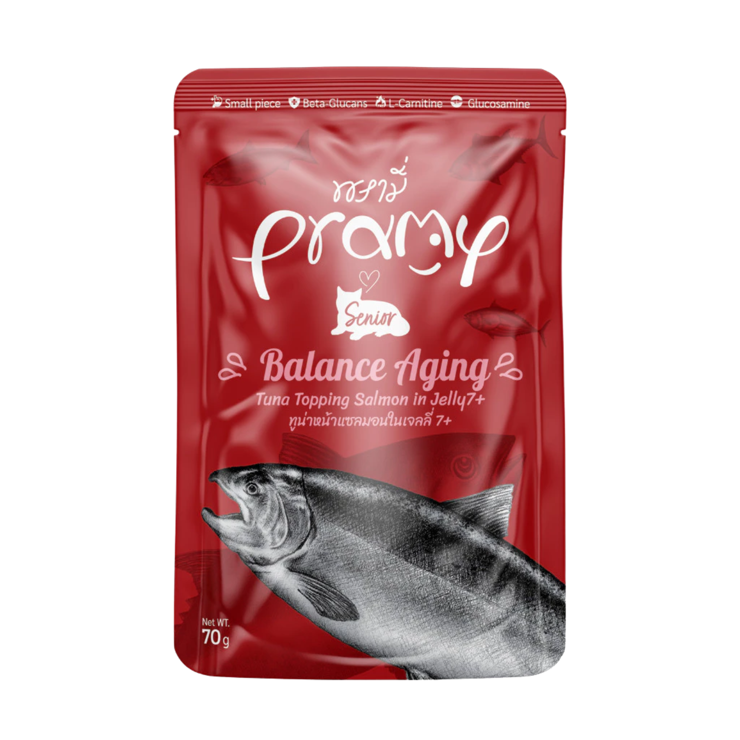 Pramy Senior 7+ Balance Aging Tuna with Salmon Topping 12-Pouch Pack