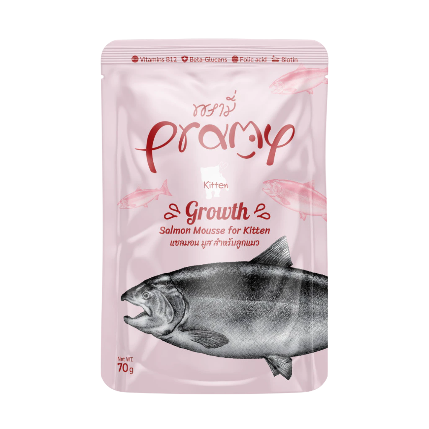 Pramy Kitten Growth Salmon Mousse 12-Pouch Pack
