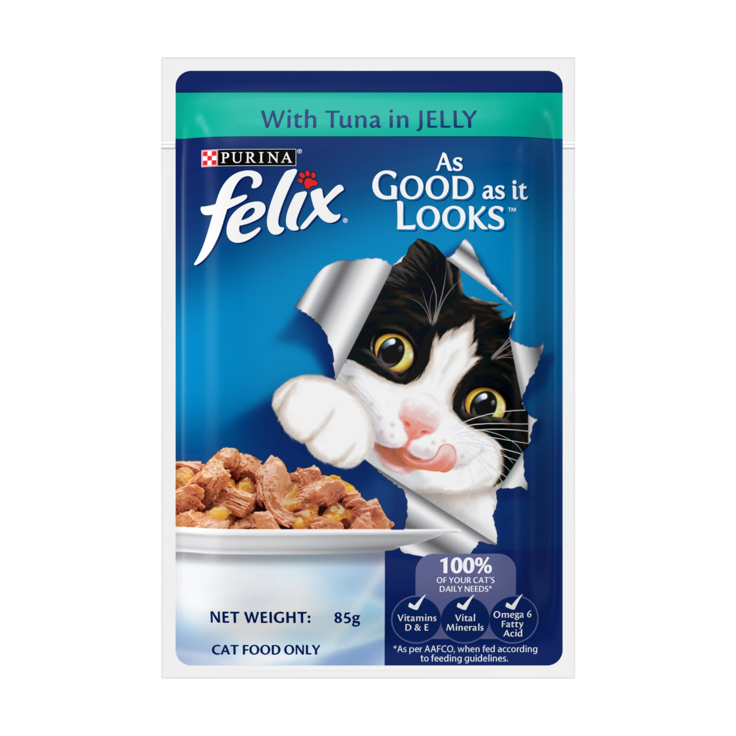 Purina Felix Tuna in Jelly 85g 12-pouch packaging