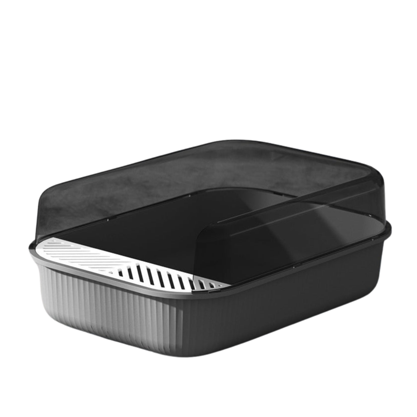 Spacious Semi-Enclosed Cat Litter Box in grey