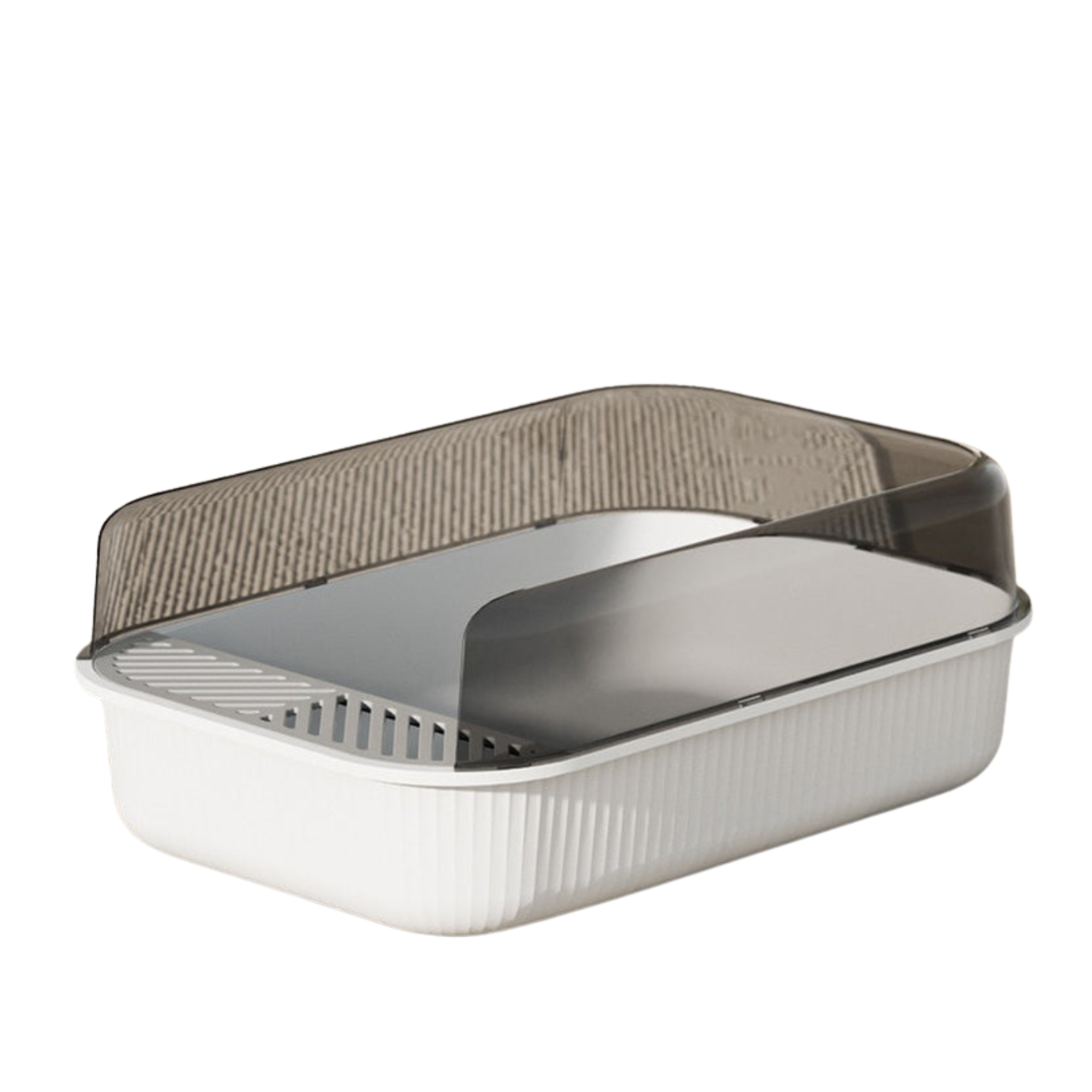 Spacious Semi-Enclosed Cat Litter Box in white