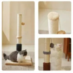 Reina Cat Scratcher Post with Self-Grooming Brush in Grey – Durable Pet Activity Pole (80cm)