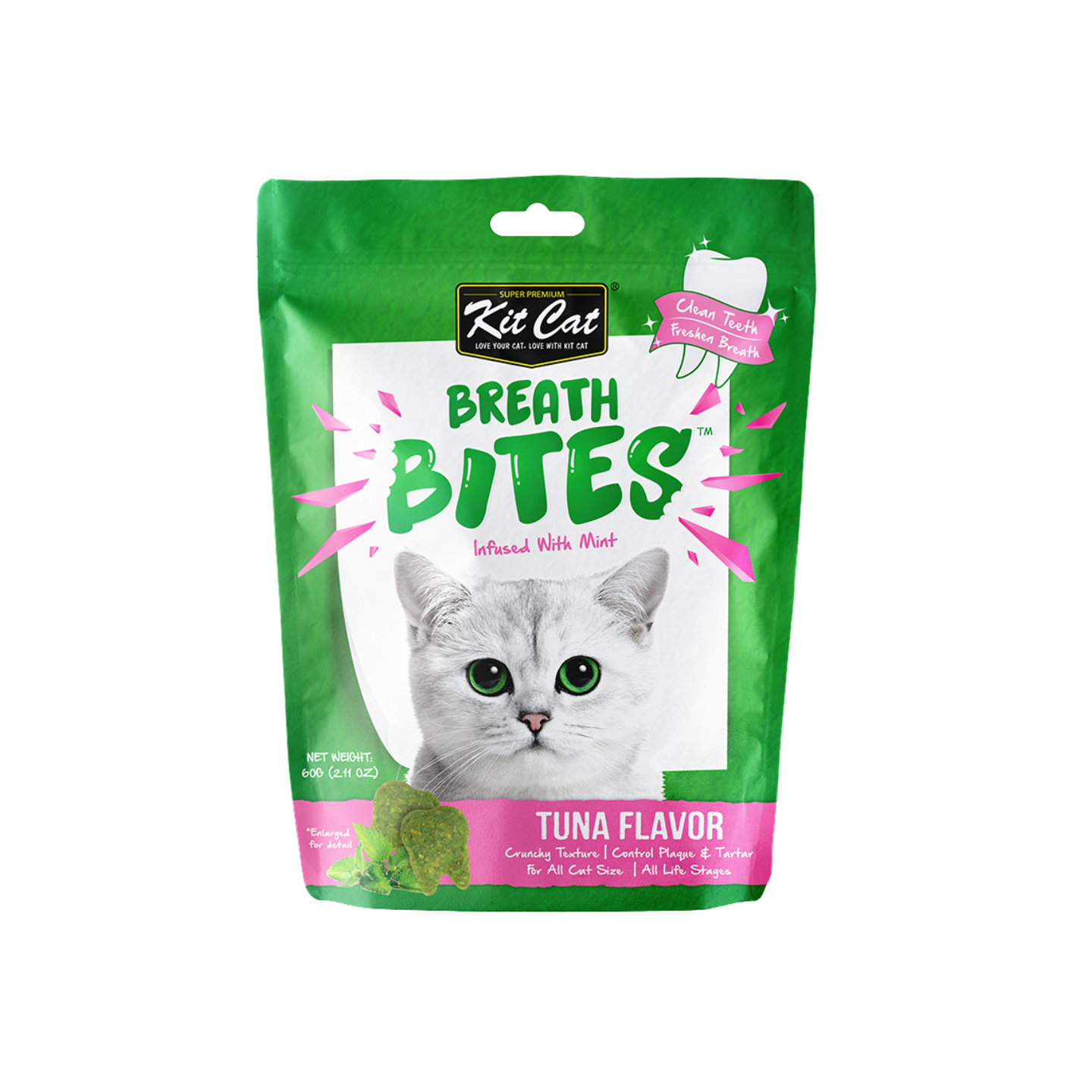 Kit Cat Breath Bites Mint & Tuna Flavour Dental Cat Treats (60g)