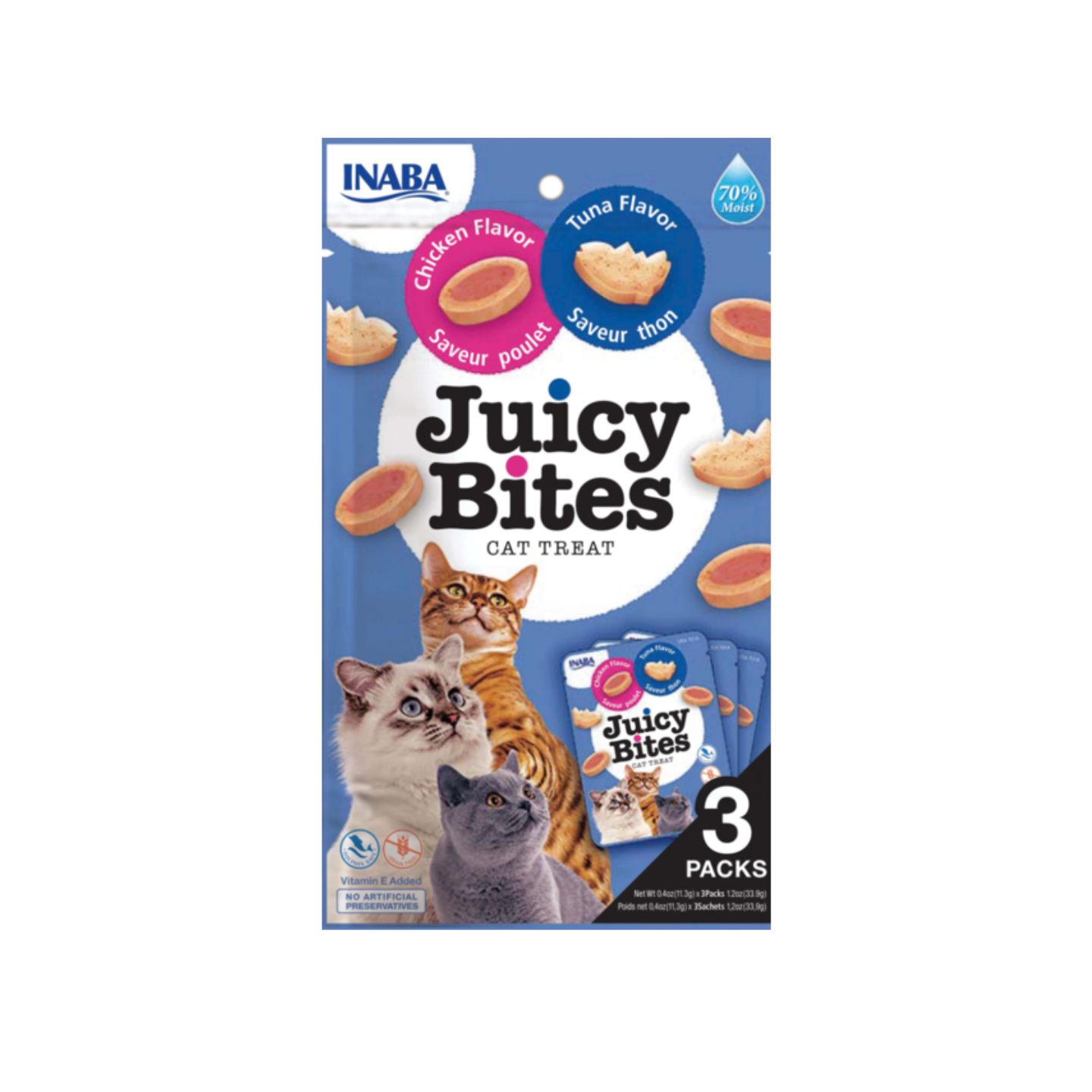 Inaba Juicy Bites Tuna & Chicken 11.3g 3-pack treat packaging