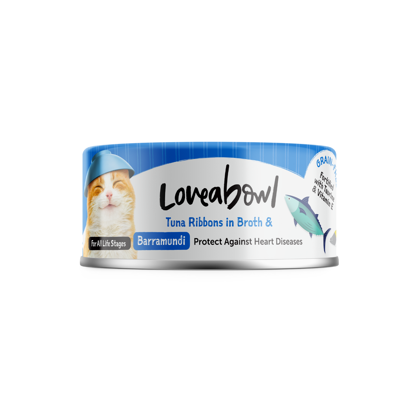 Loveabowl Tuna Ribbons In Broth With Barramundi 70g 24-can bulk packaging