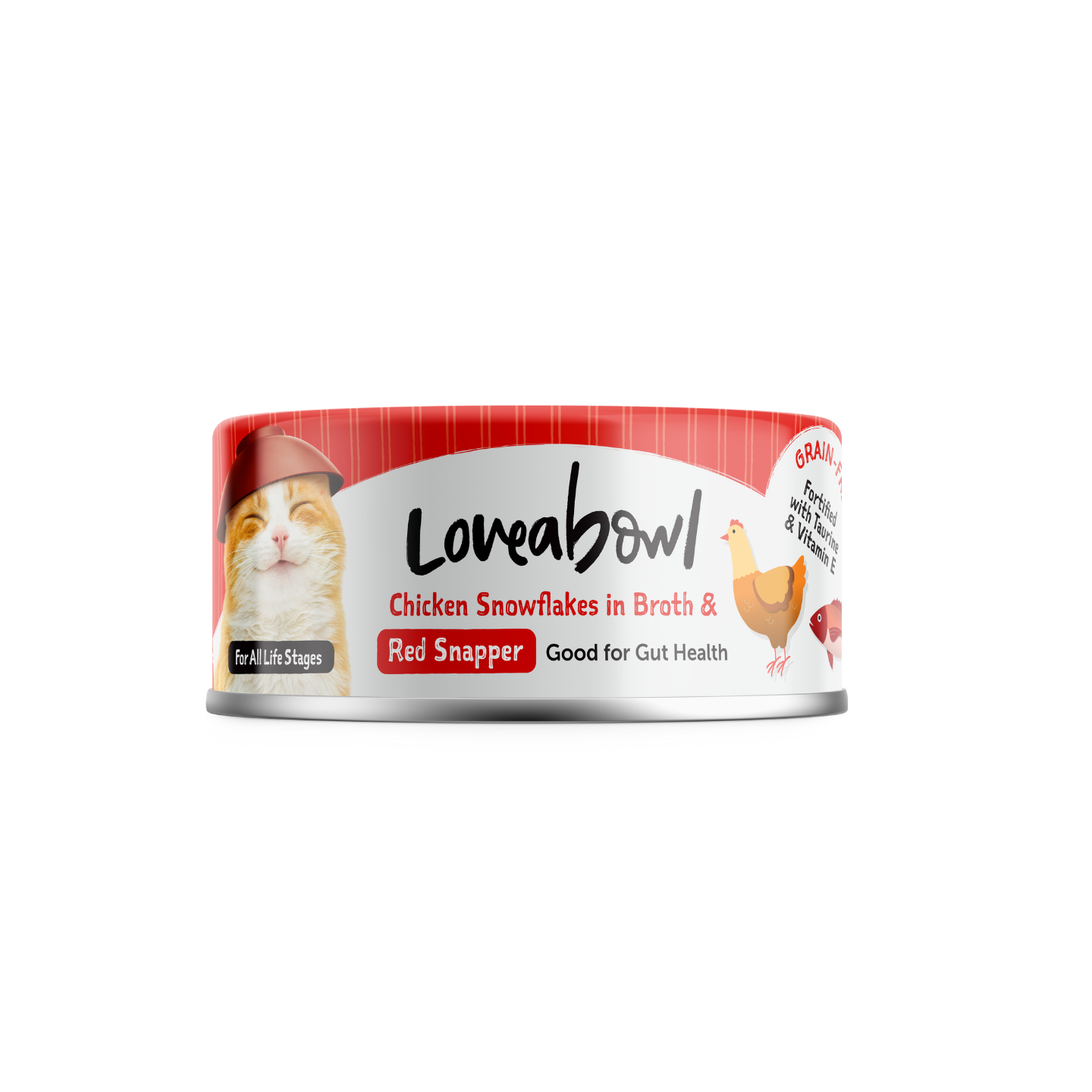 Loveabowl Chicken Snowflakes In Broth With Red Snapper 70g 24-can bulk packaging