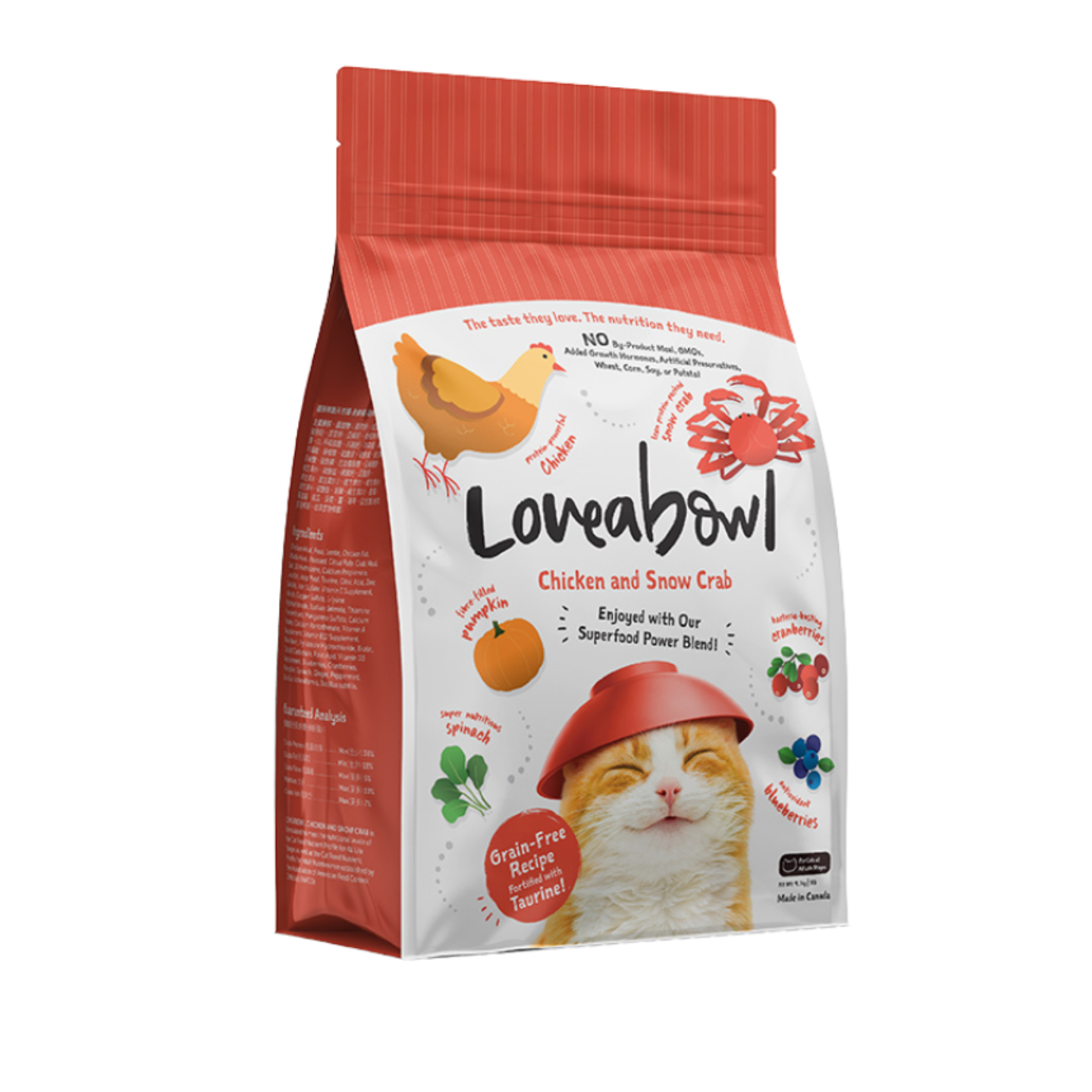Loveabowl Grain-Free Chicken and Snow Crab Dry Cat Food 9lbs packaging
