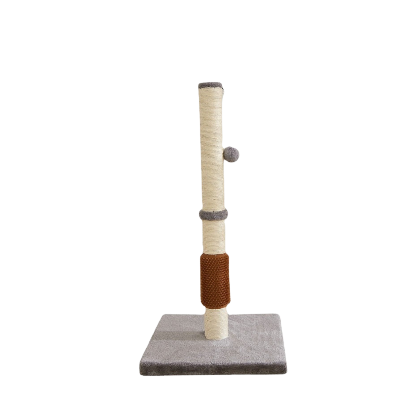 Reina Cat Scratcher Post with Self-Grooming Brush in Grey – Durable Pet Activity Pole (80cm)