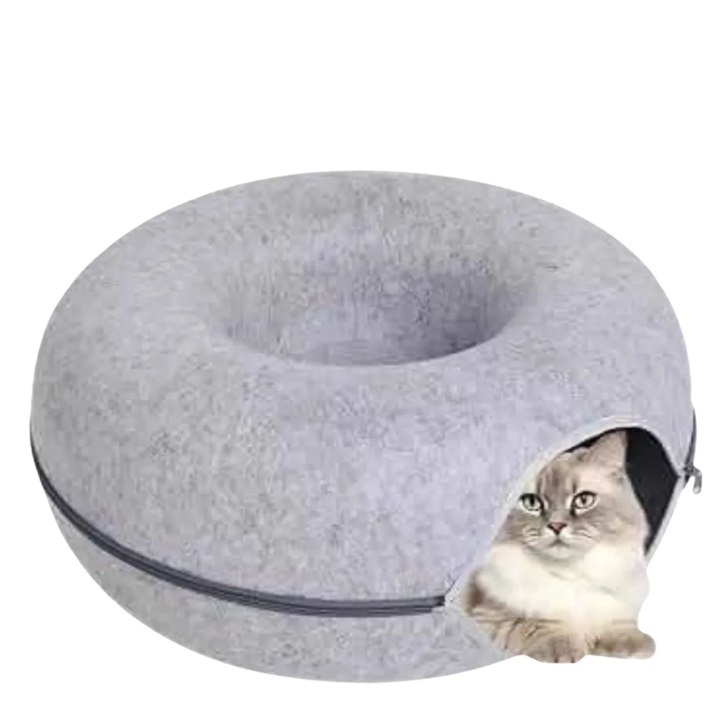2-in-1-cat-tunnel-felt-donut-bed-light-grey-l 2-in-1-cat-tunnel-felt-donut-bed-light-grey-l