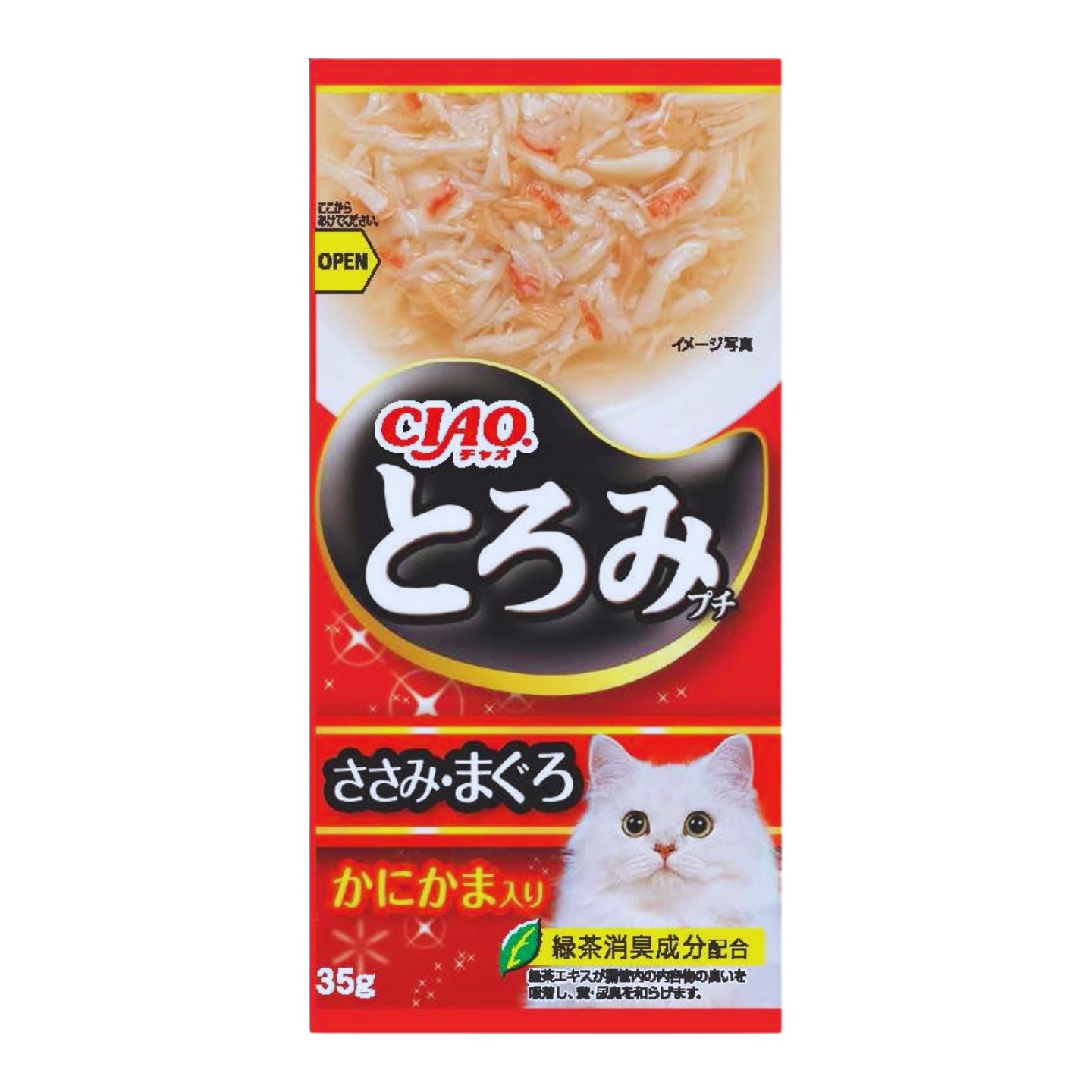 Ciao Toromi Line Soup Pouch Cat Wet Food Chicken Fillet, Tuna Crab Stick Flavor (TCR-133)