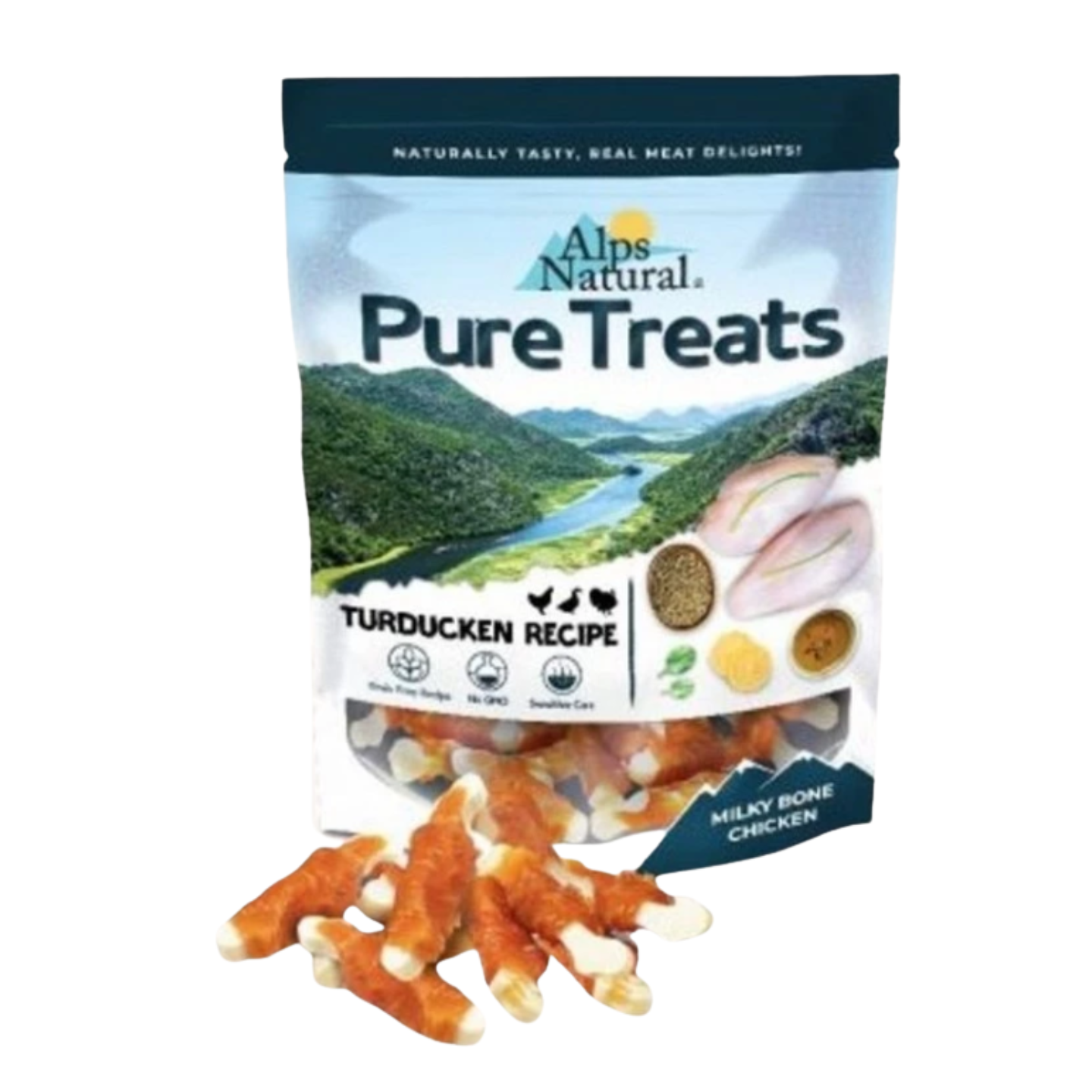 Alps Natural Pure Dog Treats Turducken Recipe (100g) – Milky Bone Chicken