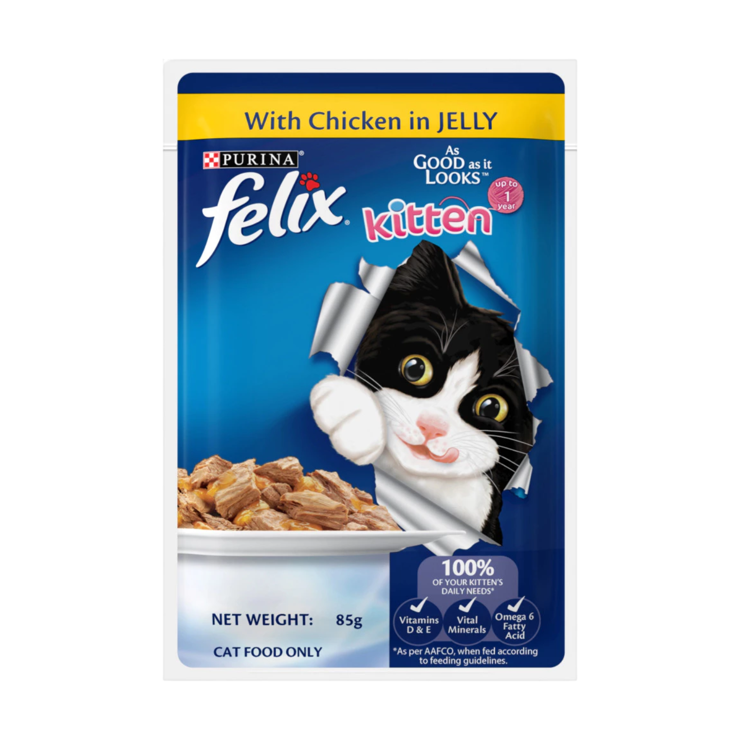 [12 Pouches] Purina Felix Kitten with Chicken in Jelly (85g)