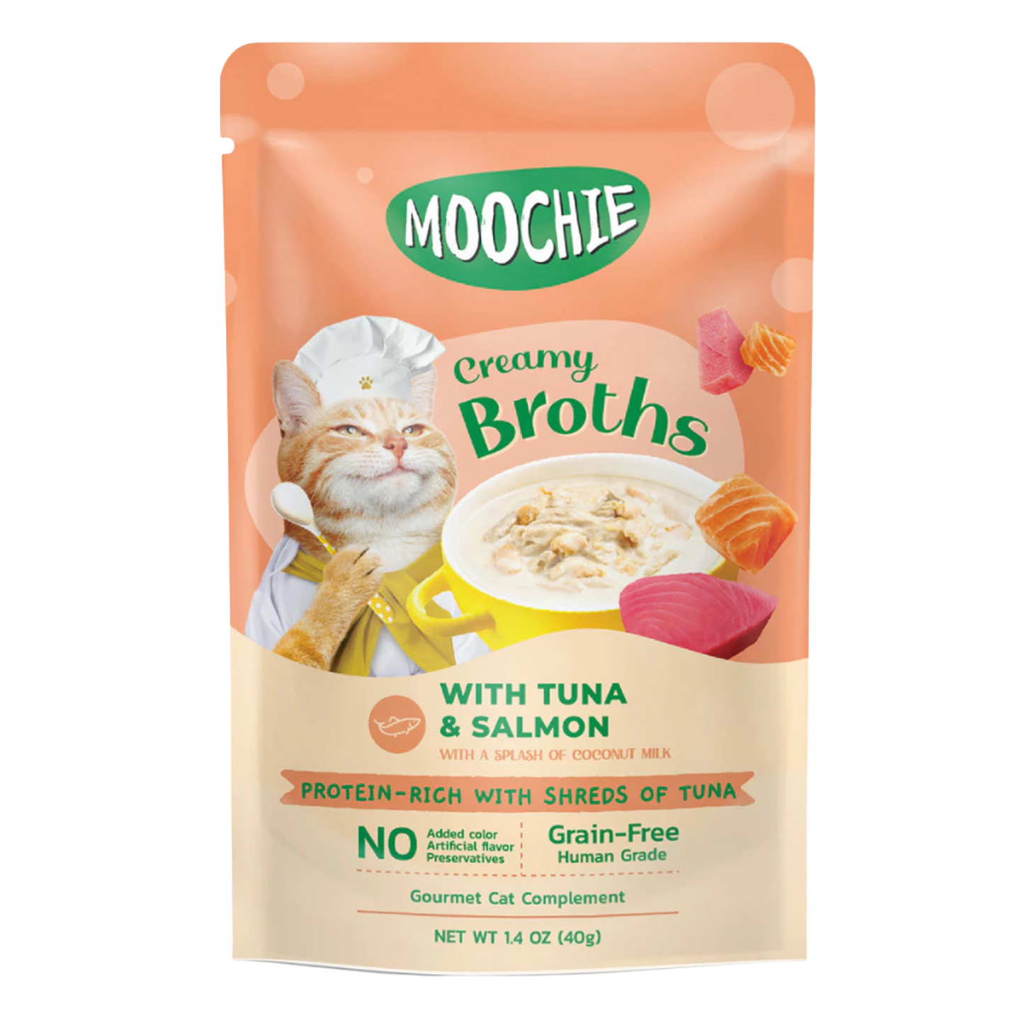 [16 Pouches] Moochie Creamy Broths Tuna & Salmon Cat Wet Food Pouch (40g)