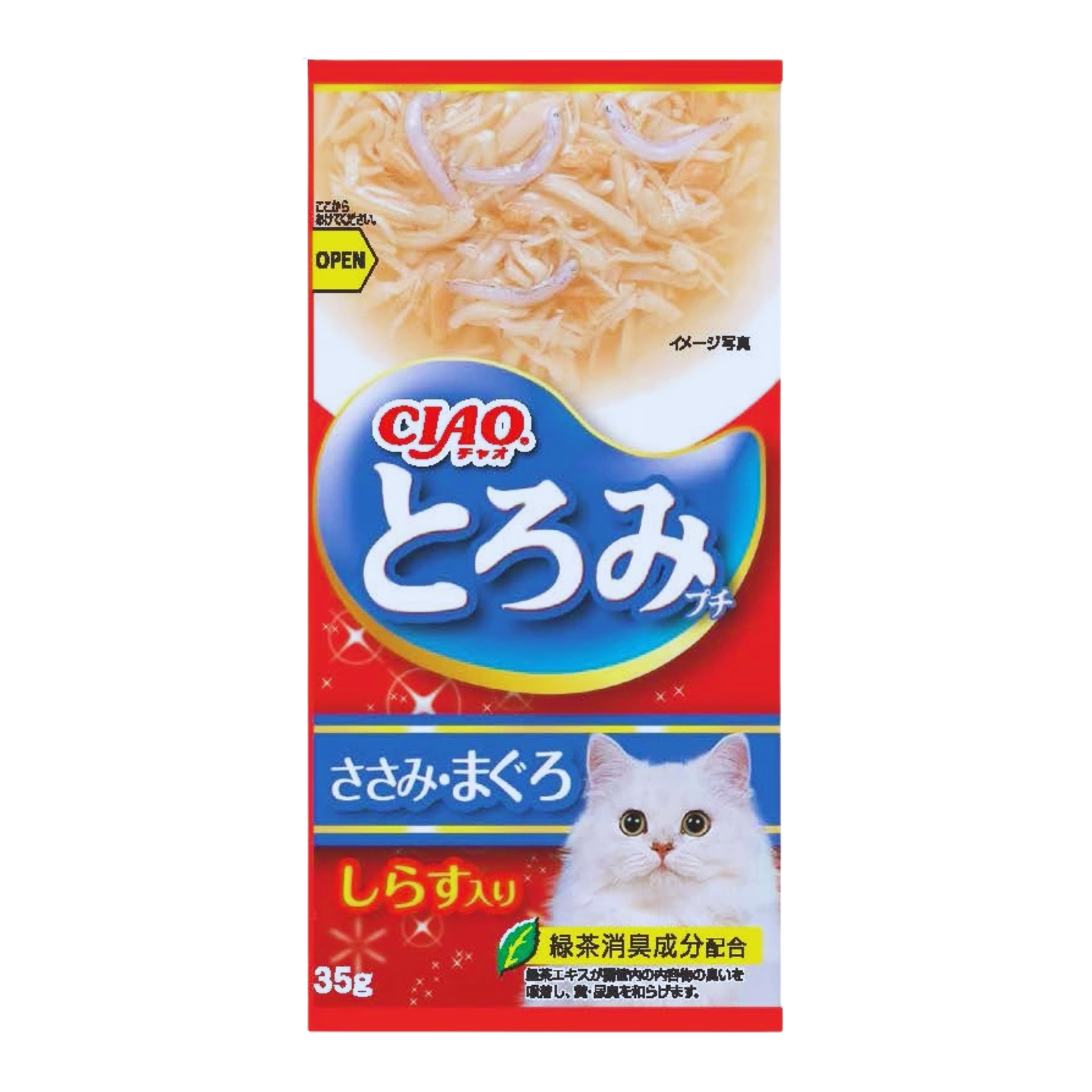 Ciao Toromi Line Soup Pouch Cat Wet Food Chicken Fillet, Tuna Whitebait Flavor (TCR-132)