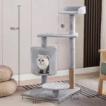 Remy 90cm Plush Cat Condo (Grey) – Soft Cat Tree with Scratching Post