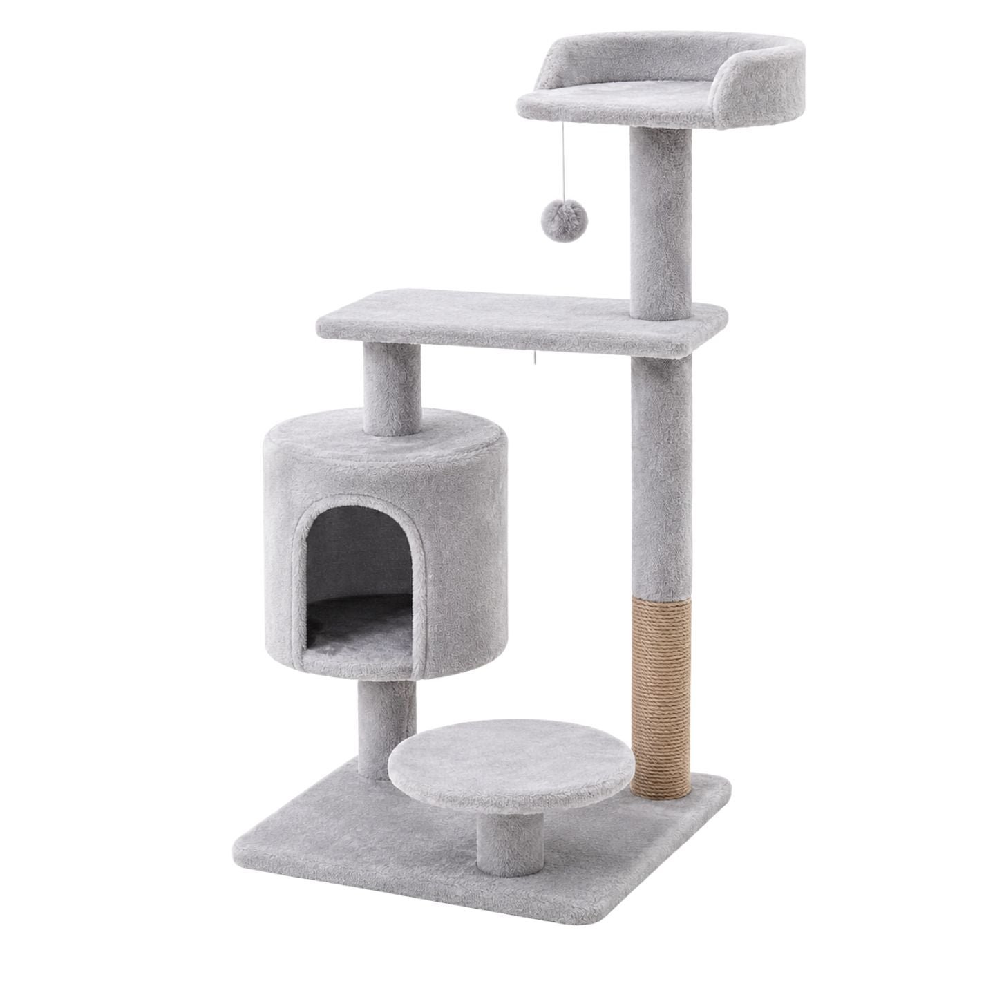 Remy 90cm Plush Cat Condo (Grey) – Soft Cat Tree with Scratching Post