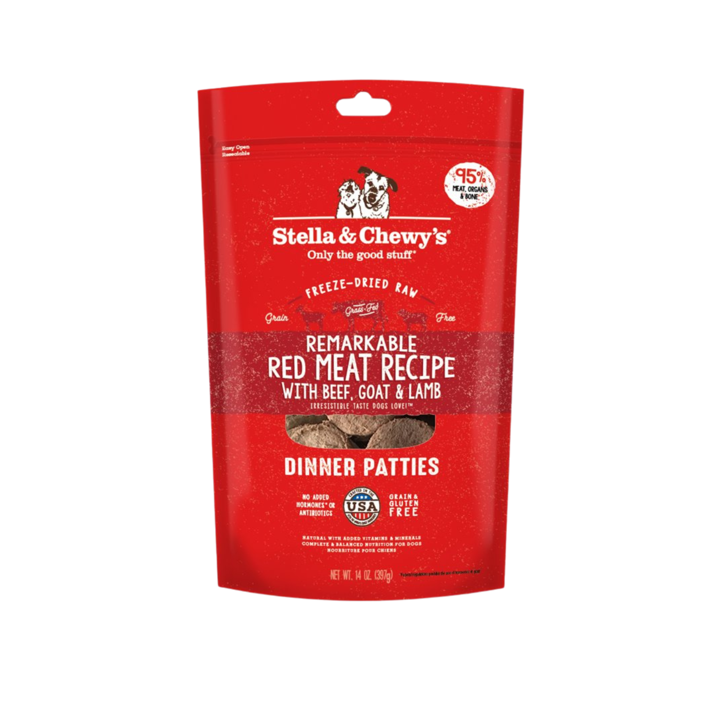 Stella & Chewy’s Dog Freeze-Dried Dinner Patties Remarkable Red Meat Beef, Goat & Lamb 14oz