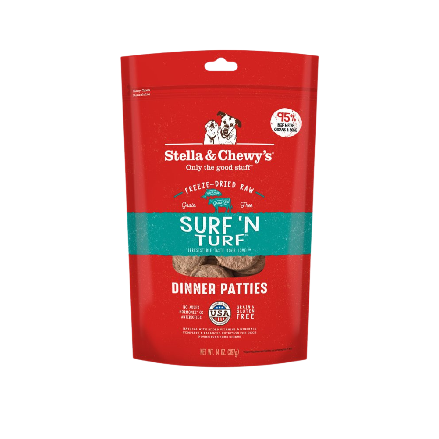 Stella & Chewy’s Dog Freeze-Dried Dinner Patties Surf ‘N Turf Beef & Salmon 14oz