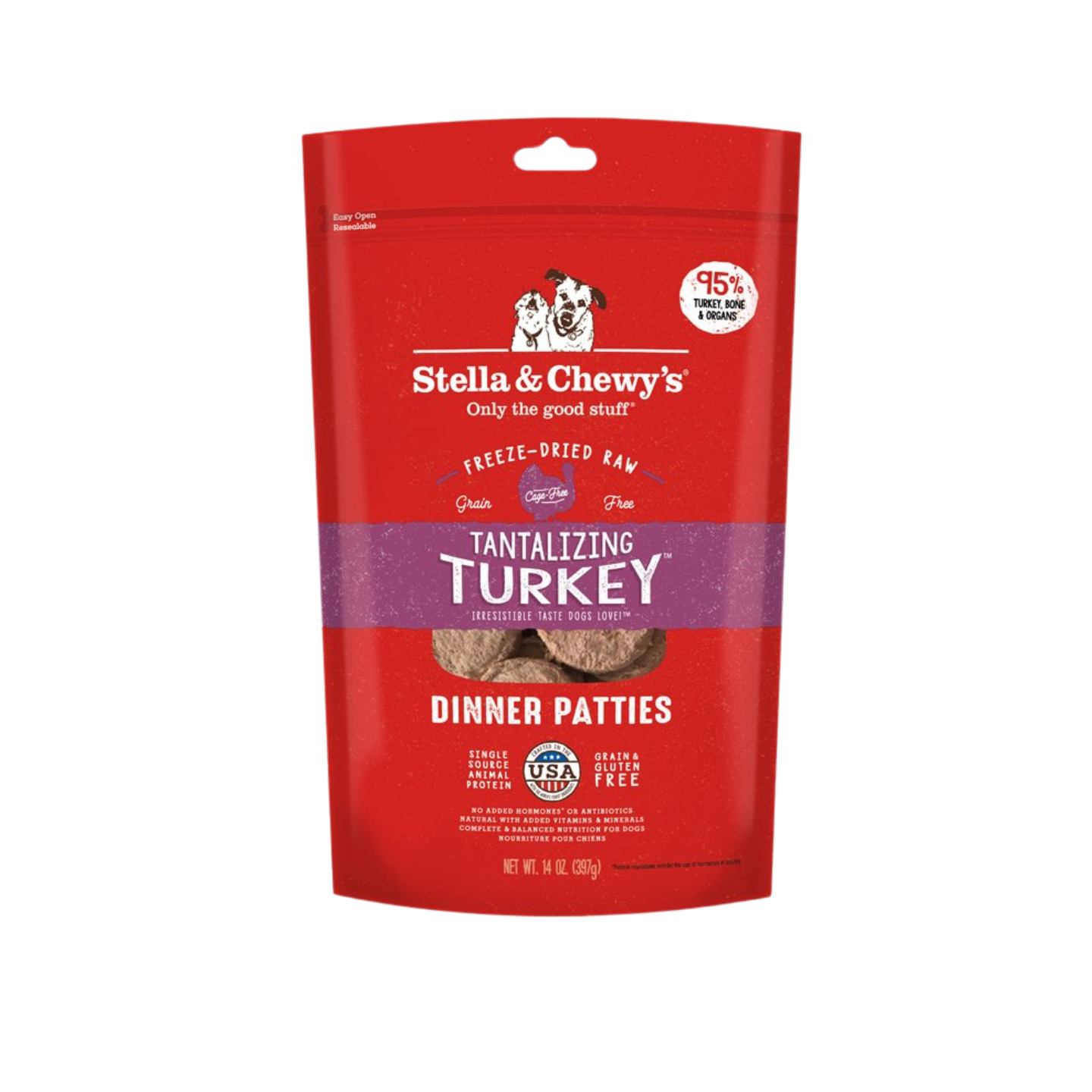 Stella & Chewy’s Dog Freeze-Dried Dinner Patties Tantalizing Turkey 14oz