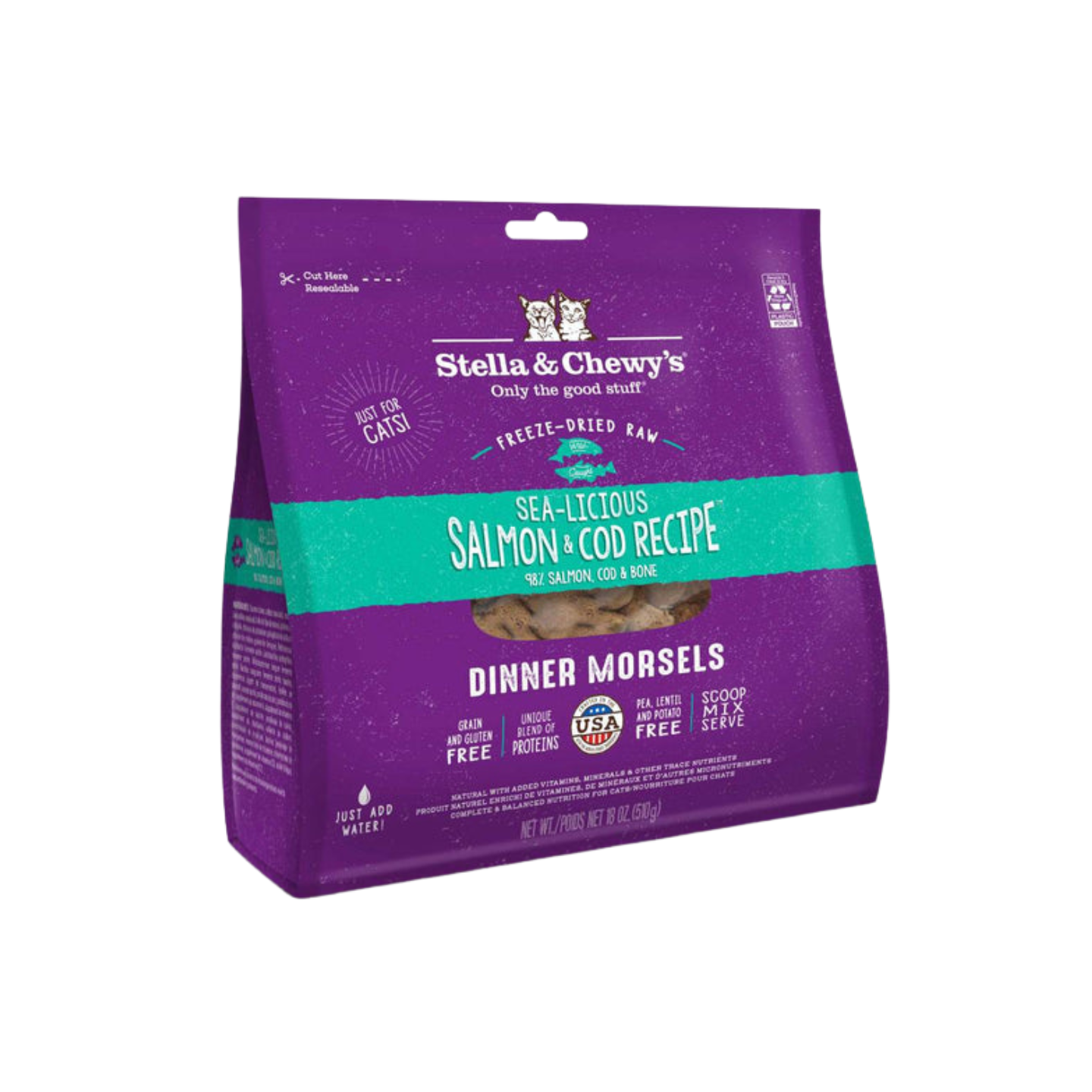 Stella & Chewy’s Cat Freeze-Dried Dinner Morsels Sea-licious Salmon & Cod 18oz bag