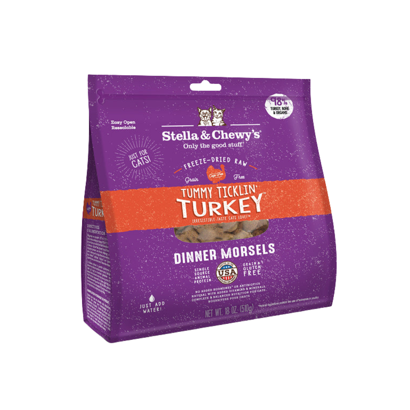 Stella & Chewy’s Cat Freeze-Dried Dinner Morsels Tummy Ticklin’ Turkey 18oz bag