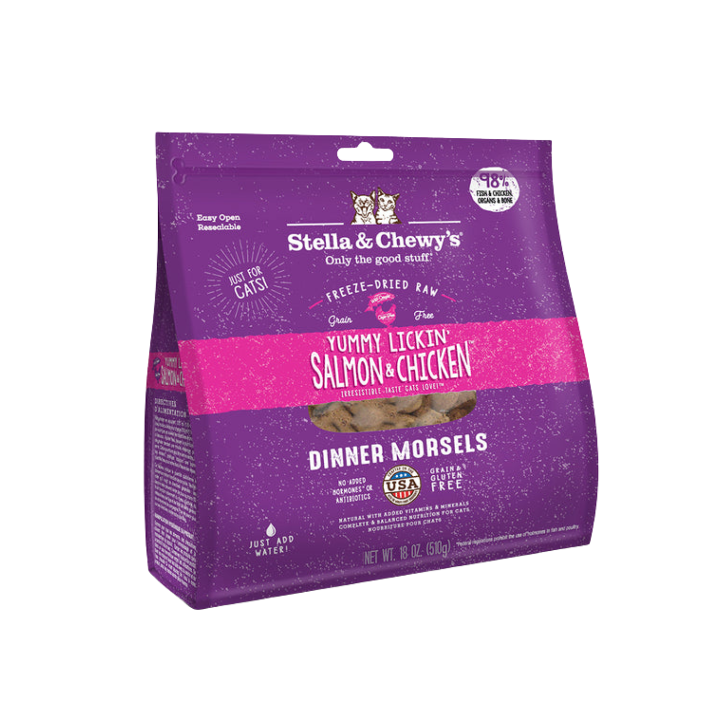 Stella & Chewy’s Cat Freeze-Dried Dinner Morsels Yummy Lickin’ Salmon & Chicken 18oz bag