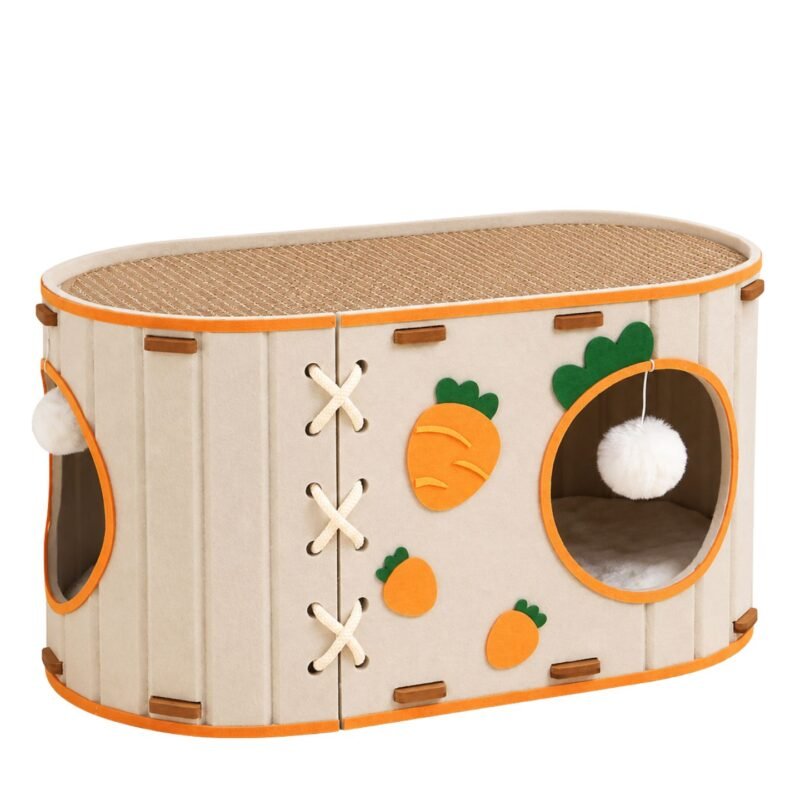 Double-Layer Cute Carrot Cat House Cat Nest Cat Tunnel Cat Tree Hole Cat Scratching Board Cat Climbing Frame
