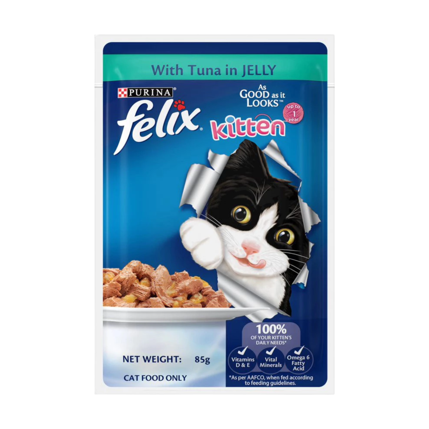 [12 Pouches] Purina Felix Kitten with Tuna in Jelly (85g)