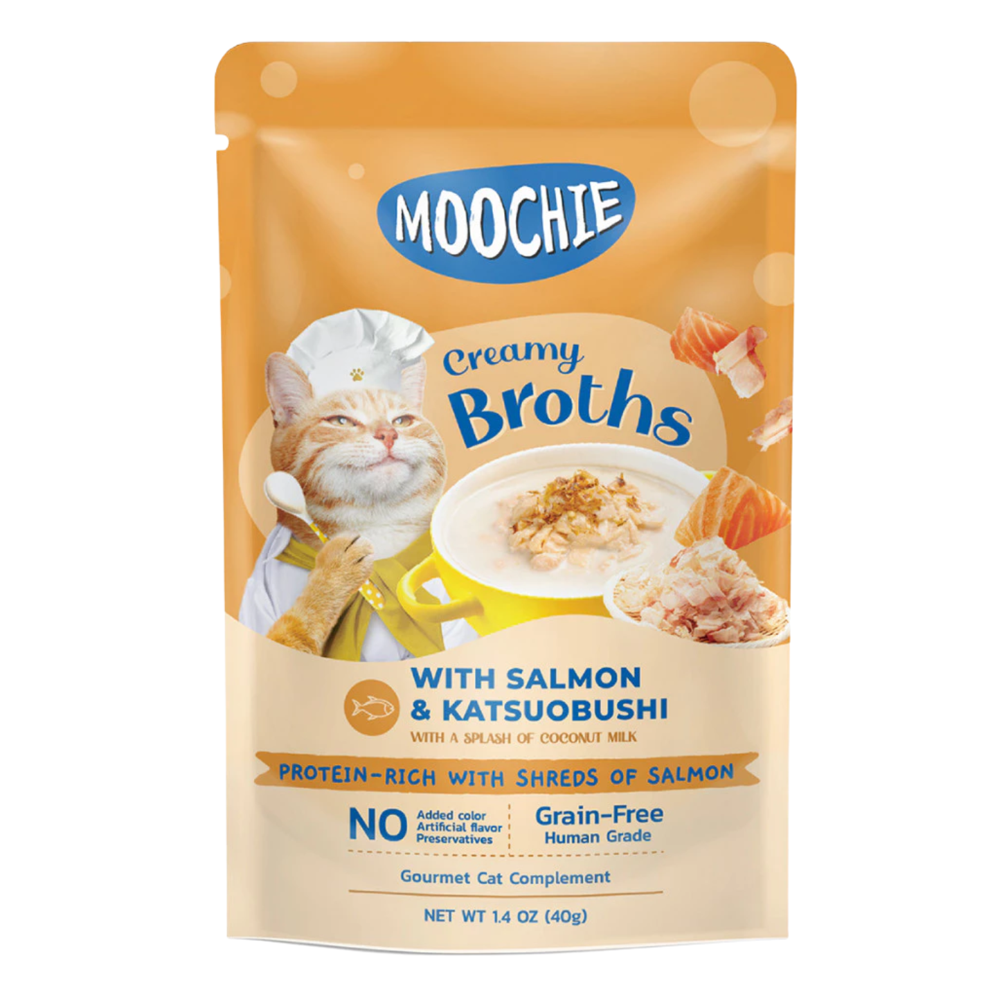 [16 Pouches] Moochie Creamy Broths Salmon & Katsuobushi Cat Wet Food Pouch (40g)