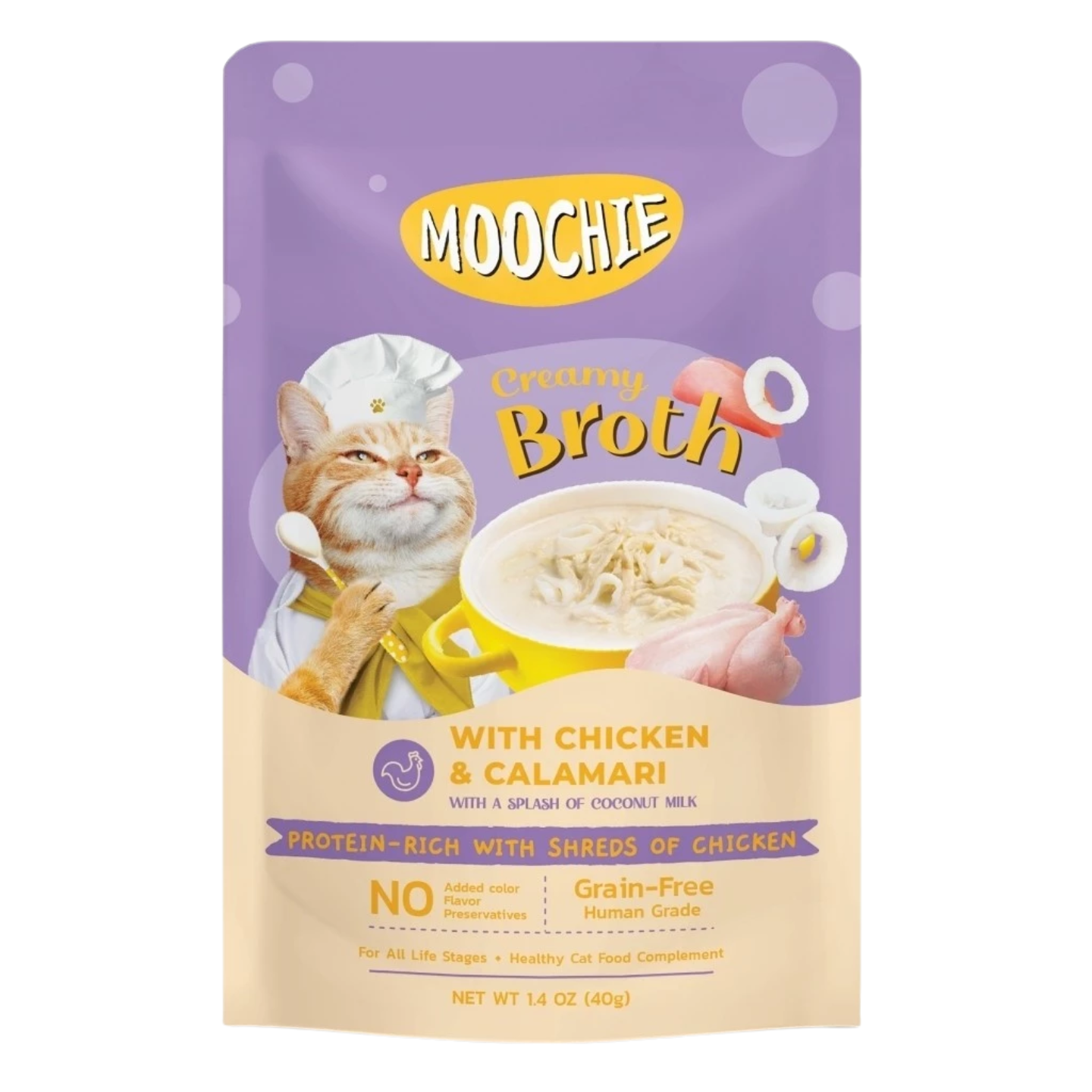 [16 Pouches] Moochie Creamy Broths Tuna & Green-Lipped Mussel Cat Wet Food Pouch (40g)