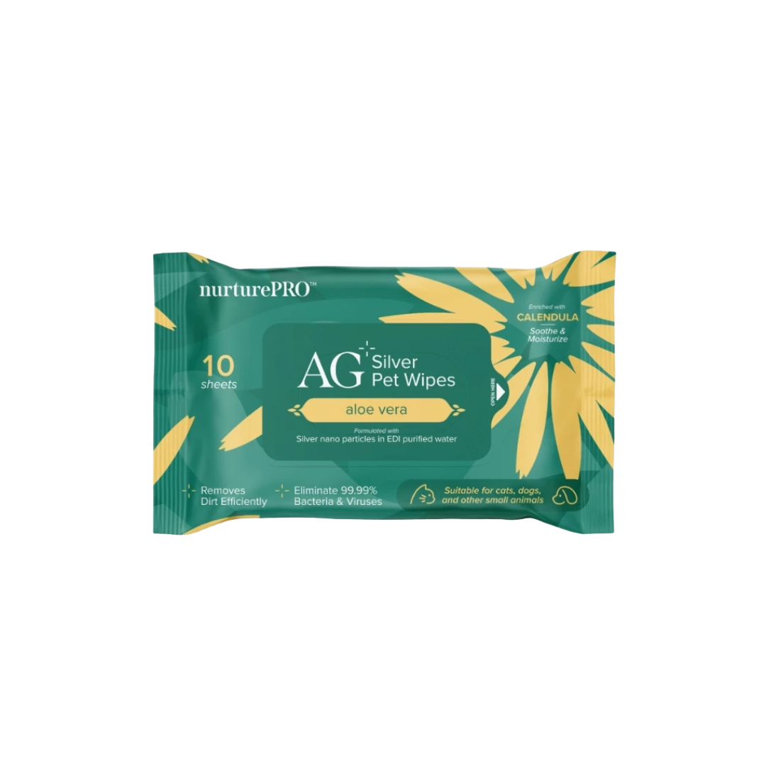NurturePRO AG+ Silver Aloe Vera Pet Wipes for Cats and Dogs 10 Sheets in Singapore
