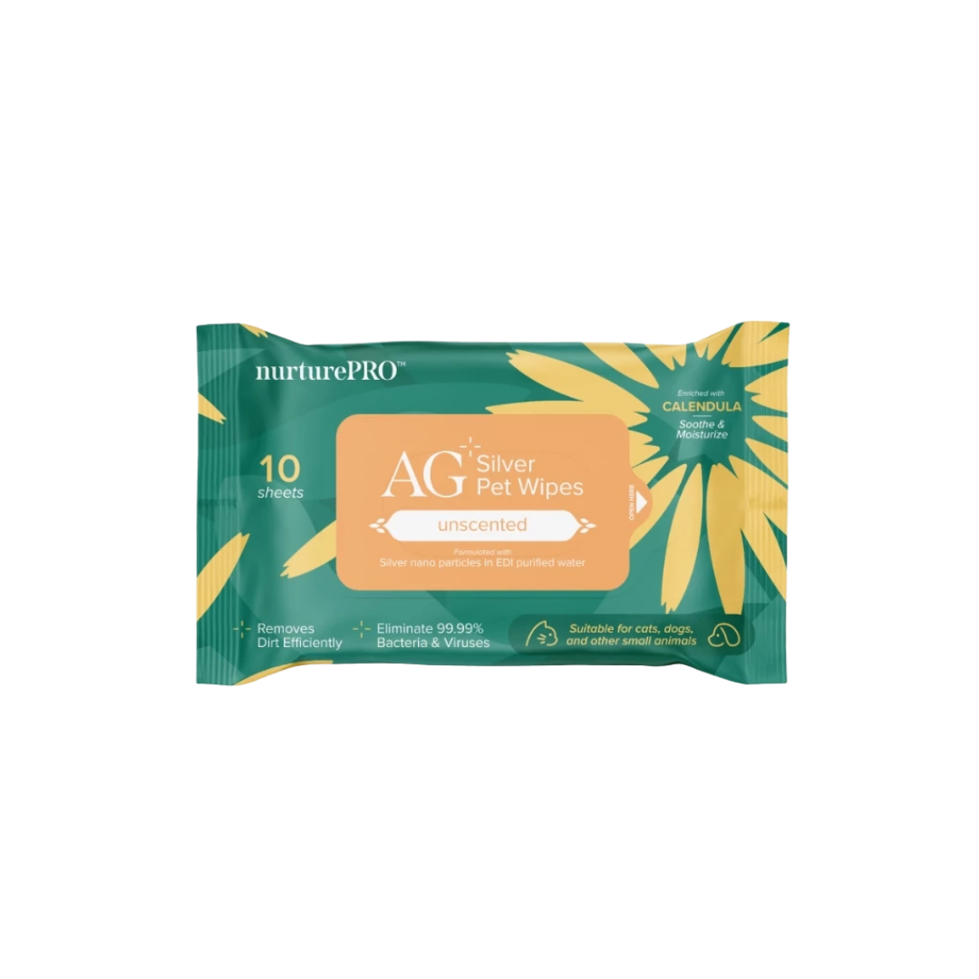 NurturePRO AG+ Silver Antibacterial Pet Wipes for Cats and Dogs Unscented 10 Sheets in Singapore
