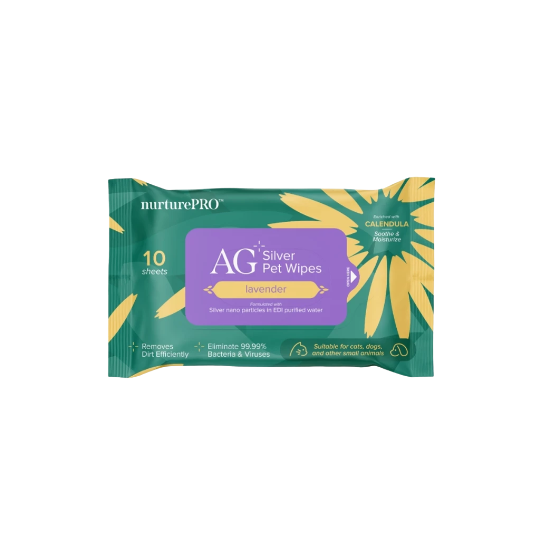 NurturePRO AG+ Silver Lavender Pet Wipes for Cats and Dogs 10 Sheets in Singapore
