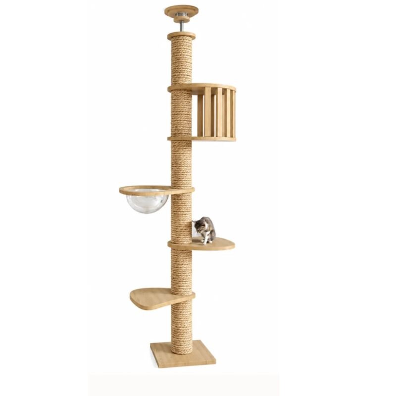 Solid Wood Ceiling Cat Condo D 250-270cm with Space Capsule in Singapore