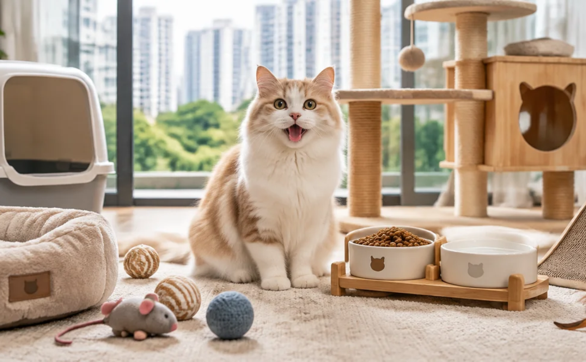 Cat enjoying high quality cat food